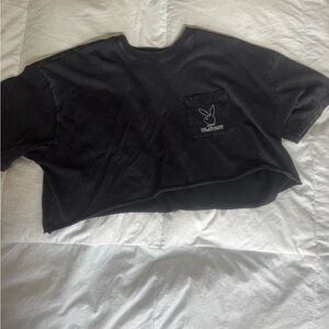 Black Playboy Crop Top